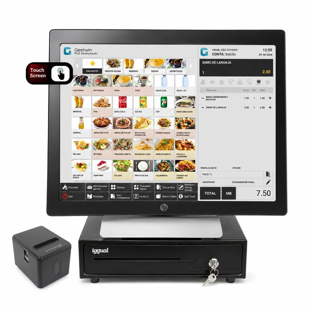 Sistema POS para restauração com software Gestwin